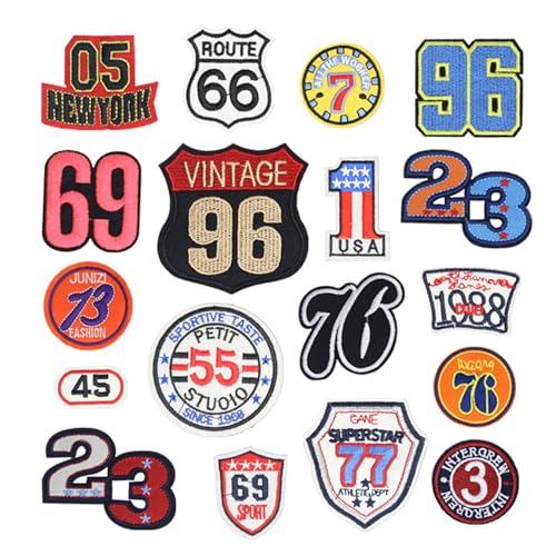 XFSAFDM 18PCS Patch for Clothes, Colorful Number Embroidery Patches, Applique Iron-On/Sew-On Cloth Patches for Clothing, Customize DIY Crafts, Small Fabric Embroidered Patches for Decoration - Image 1