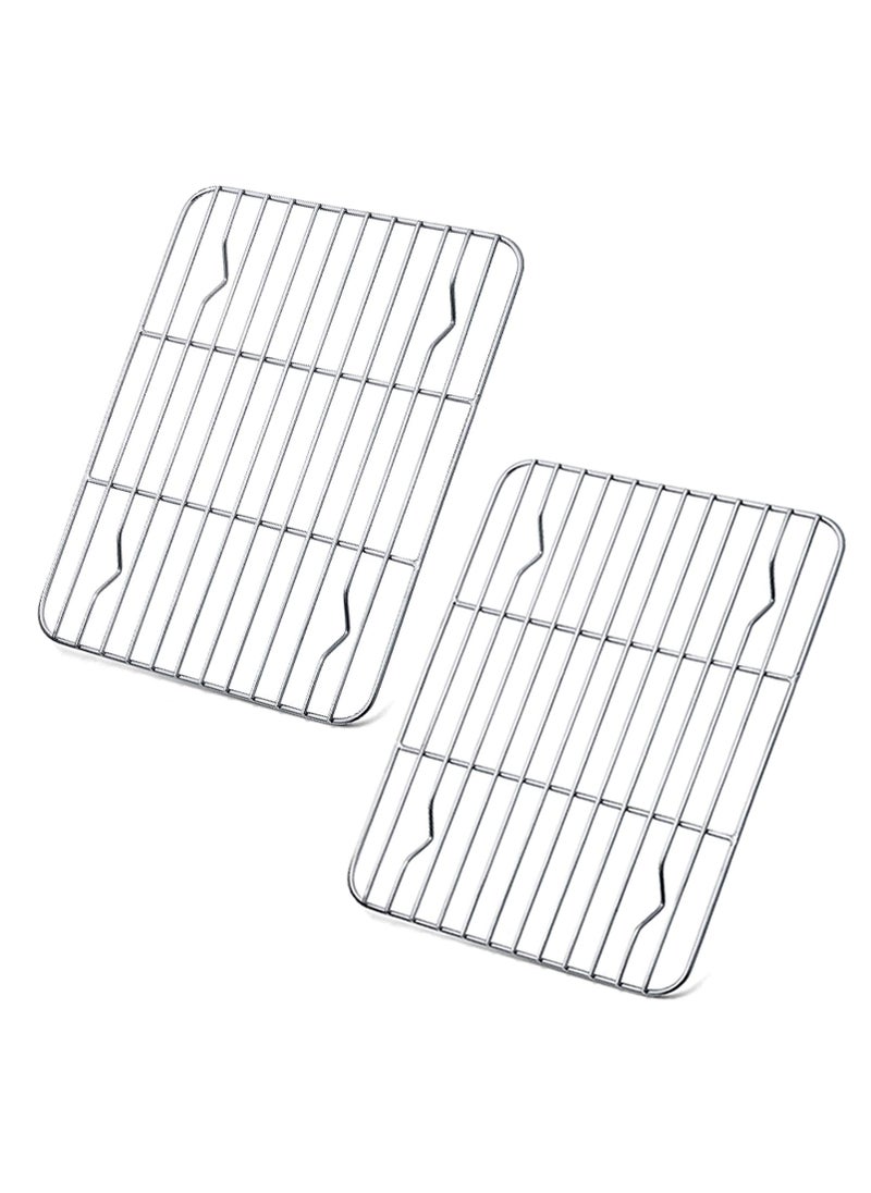 P&P CHEF PP CHEF Cooling Baking Rack Pack of 2 Stainless Cooling Racks for Cooking Baking Roasting Grilling Drying Dense Wires  Mirror Finish Dishwasher Safe Silver 97 x 73 