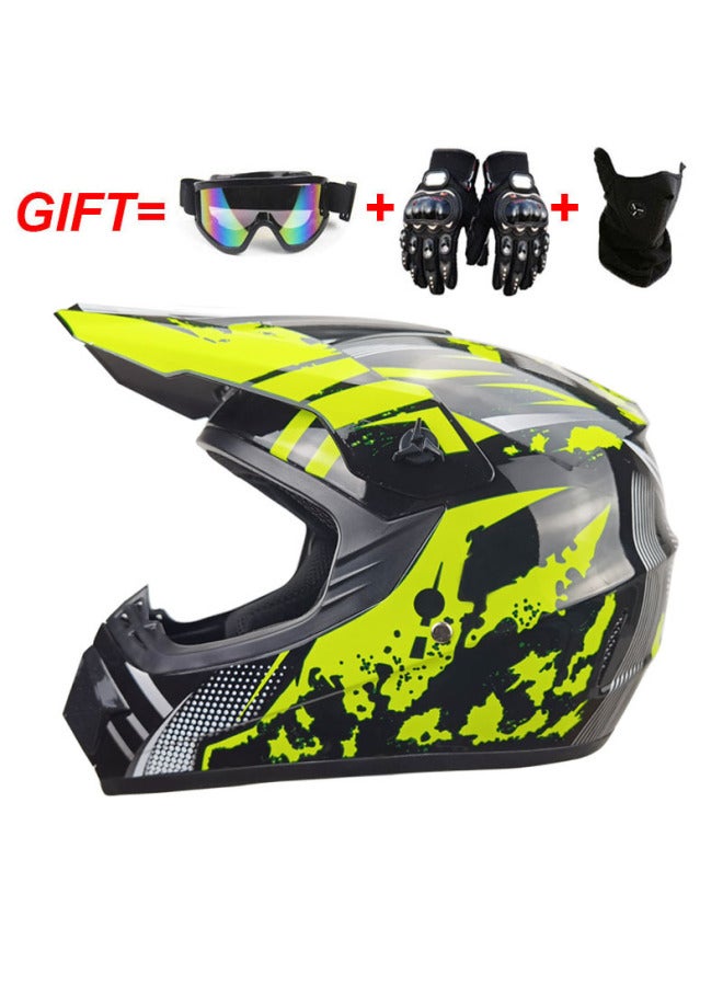 ABS Motorcycle Half Helmet Off-Road Four Seasons Small Bright Yellow