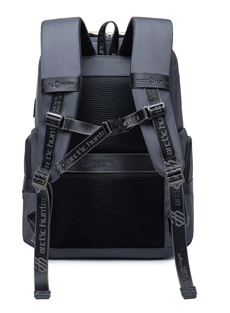 ARCTIC HUNTER Premium Laptop Shoulder Backpack TSA Friendly Opening Water/Scratch Resistant Daypack with Built in USB/Earphone Port for Men and Women B00449 Grey - Image 4