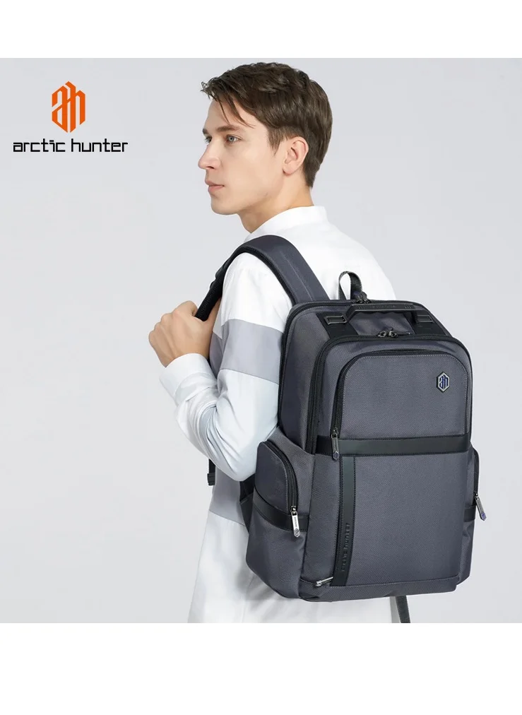 أركتيك هانتر Premium Laptop Shoulder Backpack TSA Friendly Opening Water/Scratch Resistant Daypack with Built in USB/Earphone Port for Men and Women B00449 Grey