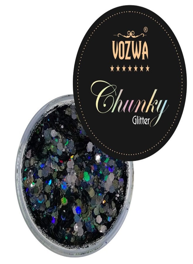 Vozwa Black Beauty Eyeshadow Chunky Glitter and Holographic Orange Eye Glitter - Image 4