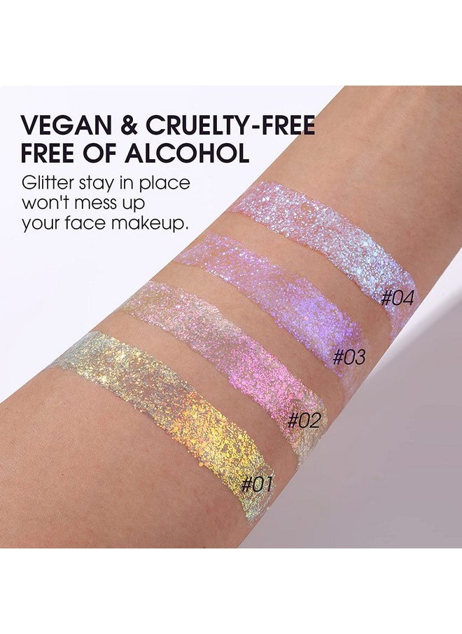 Bestland BestLand Holographic Body Glitter Gel - Cosmetic-Grade, Christmas Glitter Makeup for Face, Body, and Hair, Safe and Easy to Use, Perfect for Festivals Parties, Vegan & Cruelty Free (02 Stardust Pink)  - Image 3