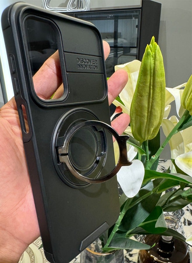 For Samsung Galaxy A16 Cover,Samsung A16 Case 【360° Rotate Ring Stand】 Heavy Duty Protective Shockproof Phone Case for Samsung A16 Cover-Black - Image 2