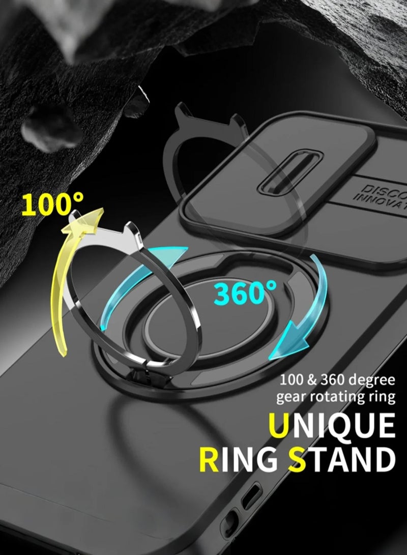 For Samsung Galaxy A16 Cover,Samsung A16 Case 【360° Rotate Ring Stand】 Heavy Duty Protective Shockproof Phone Case for Samsung A16 Cover-Black - Image 5