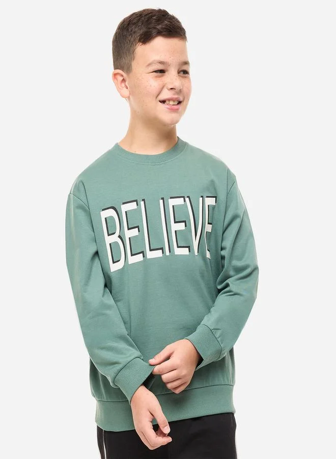 victor and jane victor and jane Slogan Print Round Neck Sweatshirt