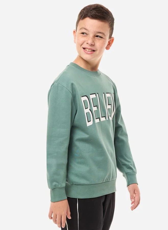 victor and jane victor and jane Slogan Print Round Neck Sweatshirt