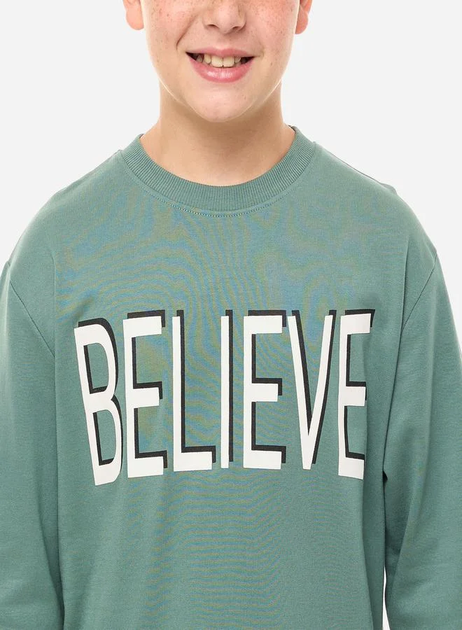 victor and jane victor and jane Slogan Print Round Neck Sweatshirt