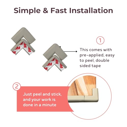 BabySafeHouse Pre-Taped Furniture Edge Guard and Corner Protector - 6.5ft Edge + 4 Corner Guards (Grey Color) for Baby Proofing & Child Safety - Image 3