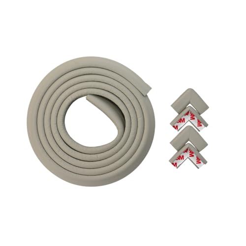 BabySafeHouse Pre-Taped Furniture Edge Guard and Corner Protector - 6.5ft Edge + 4 Corner Guards (Grey Color) for Baby Proofing & Child Safety - Image 1