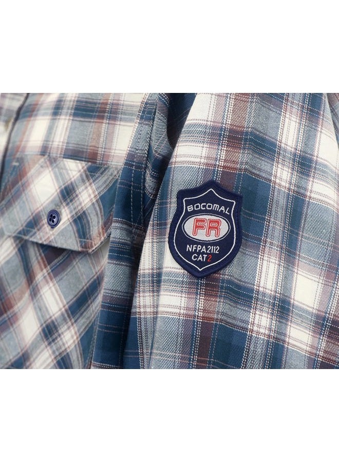 BOCOMAL 88/12 FR Shirts for Men(Red/White) Flame Resistant/Fire Retardant Plaid Shirt 7oz Men's Welder Shirt - Image 5