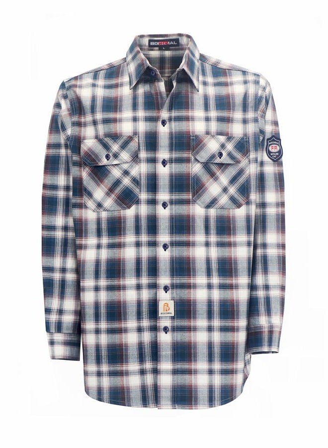 BOCOMAL 88/12 FR Shirts for Men(Red/White) Flame Resistant/Fire Retardant Plaid Shirt 7oz Men's Welder Shirt - Image 1