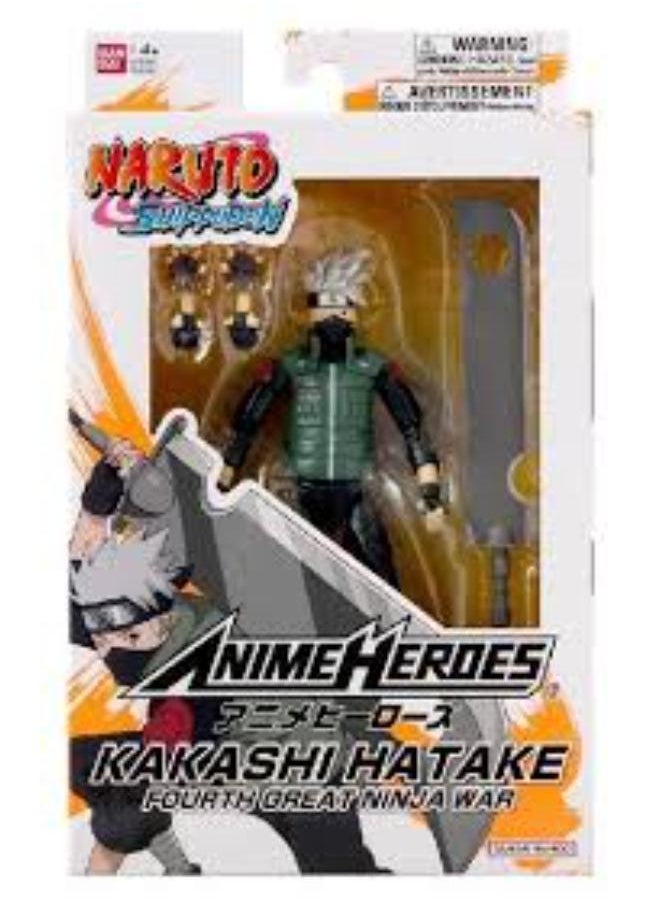 Bandai Bandai ANIME HEROES ACTION FIGURE NARUTO - HATAKE KAKASHI FOURTH GREAT NINJA WAR 17cm  - Image 3