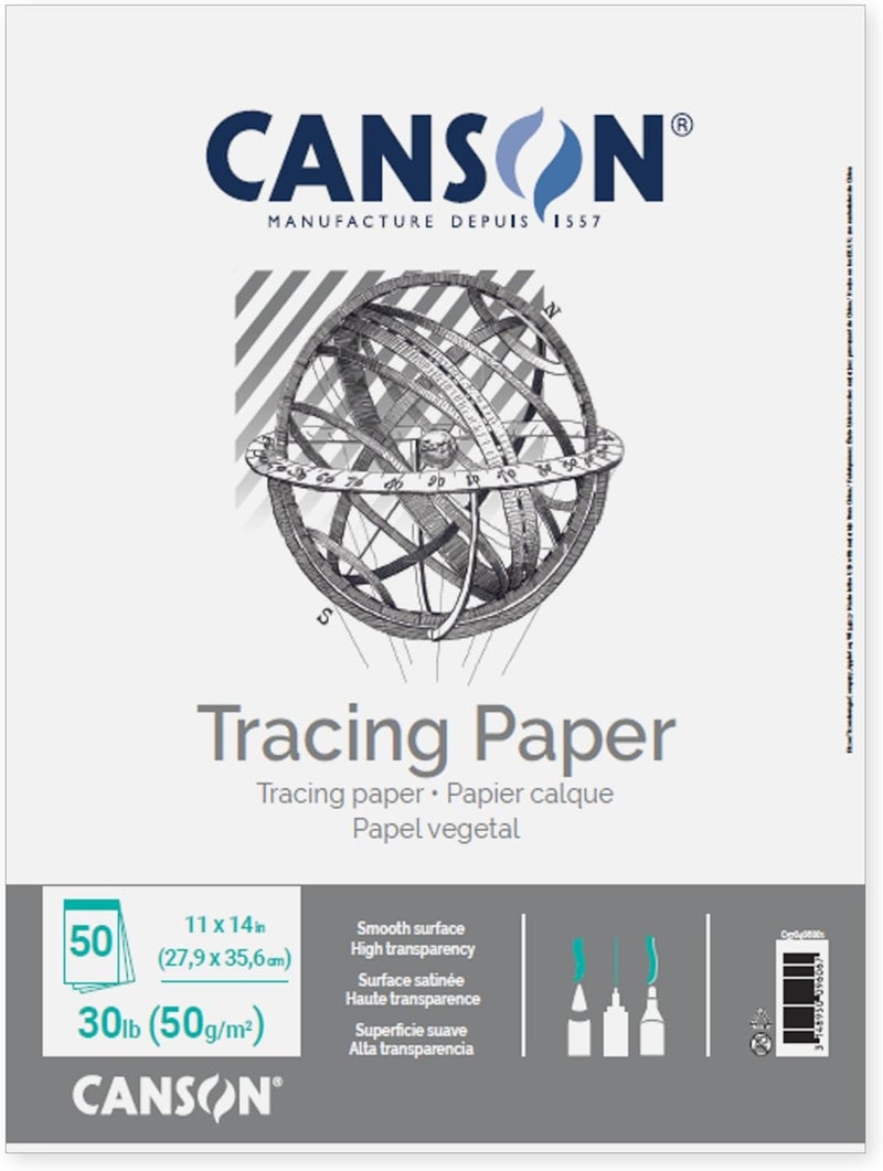Canson Artist Series Tracing Pad Tape Binding 50 Sheet Art Supplies for Students  Professionals 9x12 inch - Image 1
