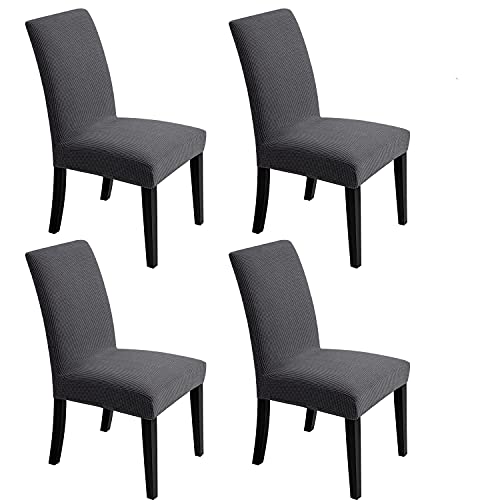 Chair Covers for Dining Room Stretch Chair Slipcovers for Decorative Seat Protector Armless Removable Washable Elastic Dinner Universal Spandex Solid Chair Slip Covers SetDark Grey4