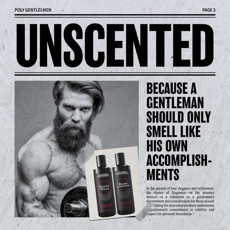 Polished Gentleman Beard Wash and Conditioner Set - Softens and Strengthens - Beard Shampoo with Growth Oil - Moisturizer & Beard Thickener - Tea Tree Unscented - Paraben-Free & Sulfate-Free (4oz) - Image 3