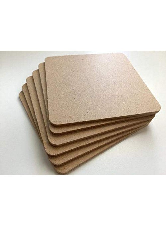 KARTIK مجموعة كؤوس كارتك MDF مربعة من 6 كؤوس خشبية MDF عادية مربعة الشكل قطع فارغة للرسم، الحرف الخشبية، الديكوباج، فن الراتنج والزينة - Image 3