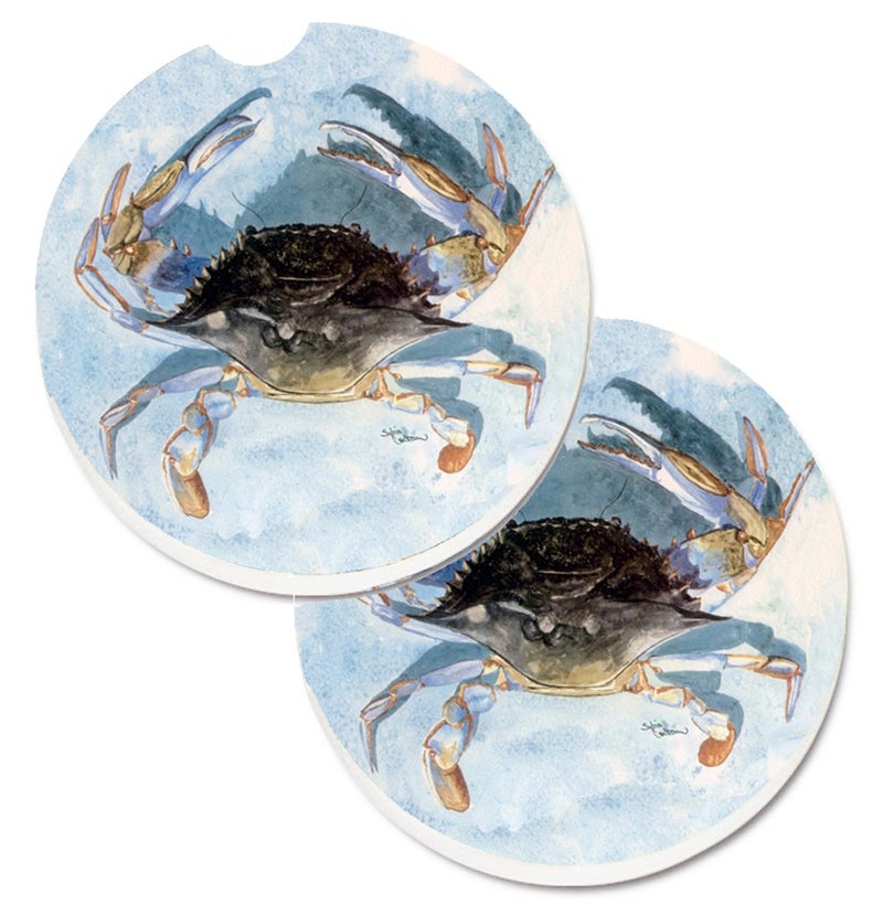 Caroline's Treasures 8011CARC Blue Crab Set of 2 Cup Holder Car Coasters Absorbent Sandstone Coasters for Car Cup Holders Gifts for Men or Women  Large  Multicolor