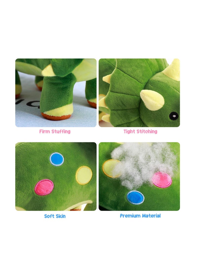 KASTWAVE Dinosaur Plush Toy, 16" Stuffed Animal Triceratops Throw Plushie Pillow Doll Soft Green Fluffy Friend Hugging Cushion Present Soft Plush Stuffed Animal Dino Plushie for Every Age & Occasion  - Image 5