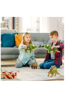 KASTWAVE Dinosaur Plush Toy, 16" Stuffed Animal Triceratops Throw Plushie Pillow Doll Soft Green Fluffy Friend Hugging Cushion Present Soft Plush Stuffed Animal Dino Plushie for Every Age & Occasion  - Image 2