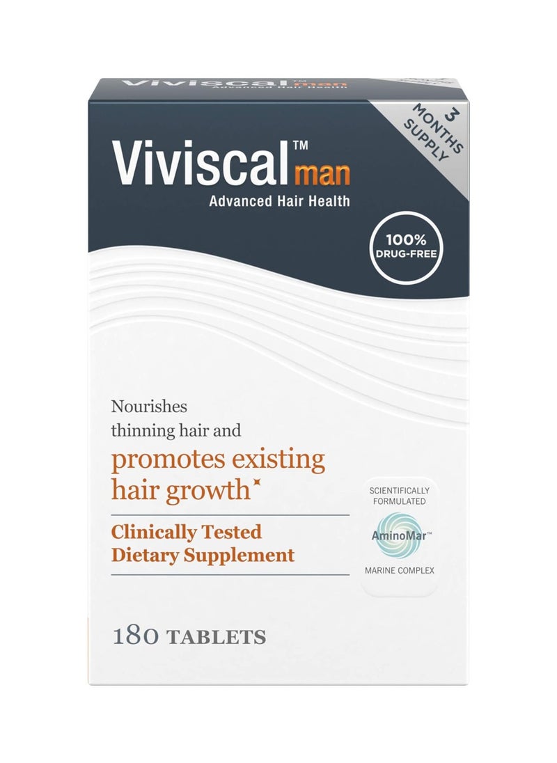 Viviscal - Man Hair Health Supplements, 180 Tablets - Image 1