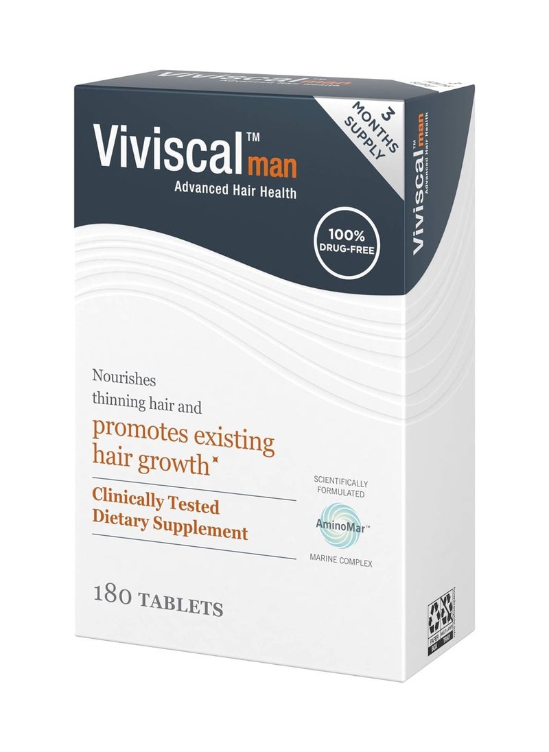 Viviscal - Man Hair Health Supplements, 180 Tablets - Image 1