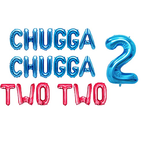 BEOXAGAR Chugga Chugga Two Two Train Themed 2nd Birthday Balloons Train Birthday Party Decorations for Toddler Boys - Image 1