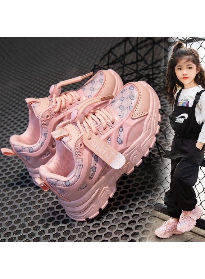Girls' Dad Shoes  Spring And Autumn New Children's Running Shoes Boys' Hong Kong Version Lightweight Sports Shoes Back-to-school Trendy Shoes