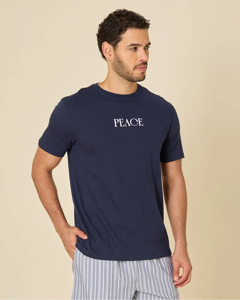 Redtag Men Navy And Sky Blue Pyjama Set