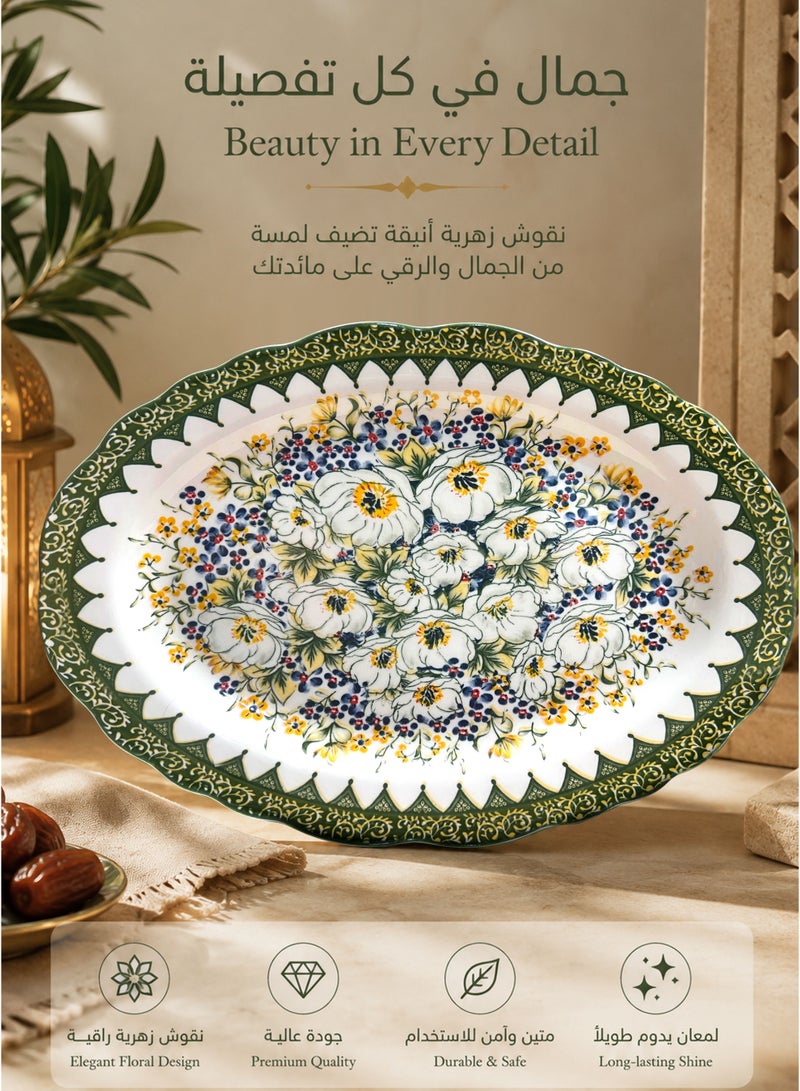 قطعة، طقم أواني سيراميك، طقم أطباق وأوعية، آمن في الفرن وغسالة الأطباق 18طقم أدوات طعام مكون من والميكروويف، ياسمين بولندي - Image 2