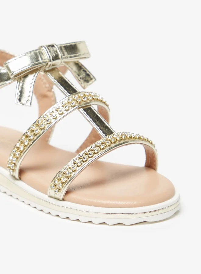 JUNIORS Girls Stone Embellished Sandal With Hook And Loop Closure