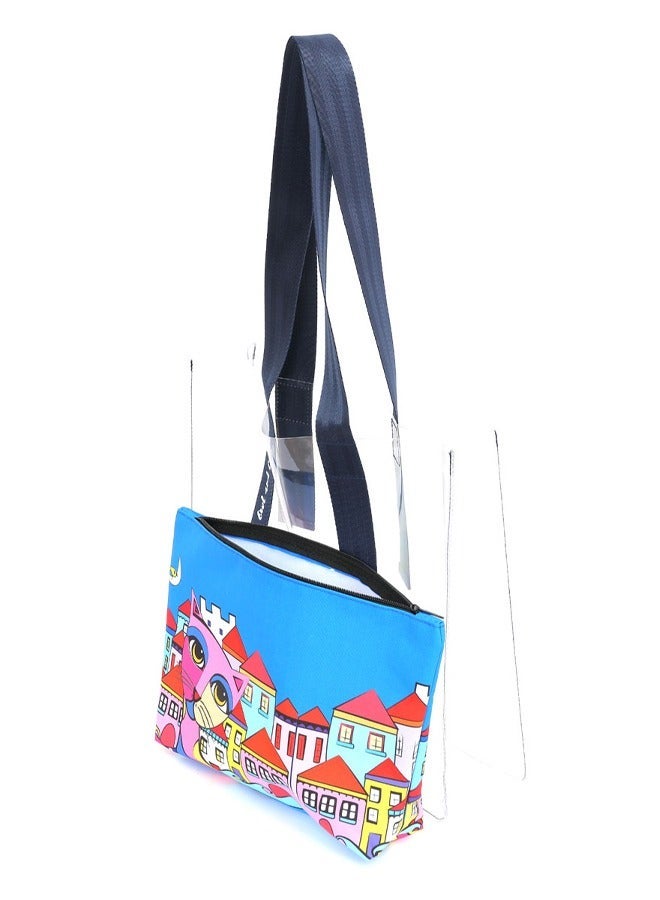 Biggdesign Clear Tote Bag Clutch Purse Combo Large Beach Bag Waterproof Beach Tote Transparent See Through Clear Bags for Women Carrying to Beach Pool Shopping and Travel Made in Turkey - Image 2