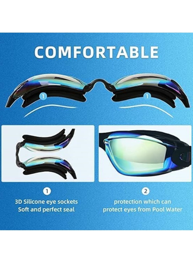 Jorunb Swimming Goggles,Pack of 2 Professional Anti Fog No Leaking UV Protection Wide View Swim Goggles for Women Men Adult Youth Kids - Image 2
