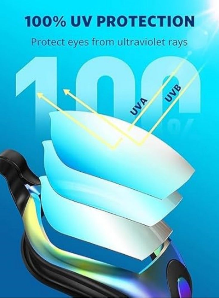 Jorunb Swimming Goggles,Pack of 2 Professional Anti Fog No Leaking UV Protection Wide View Swim Goggles for Women Men Adult Youth Kids - Image 4
