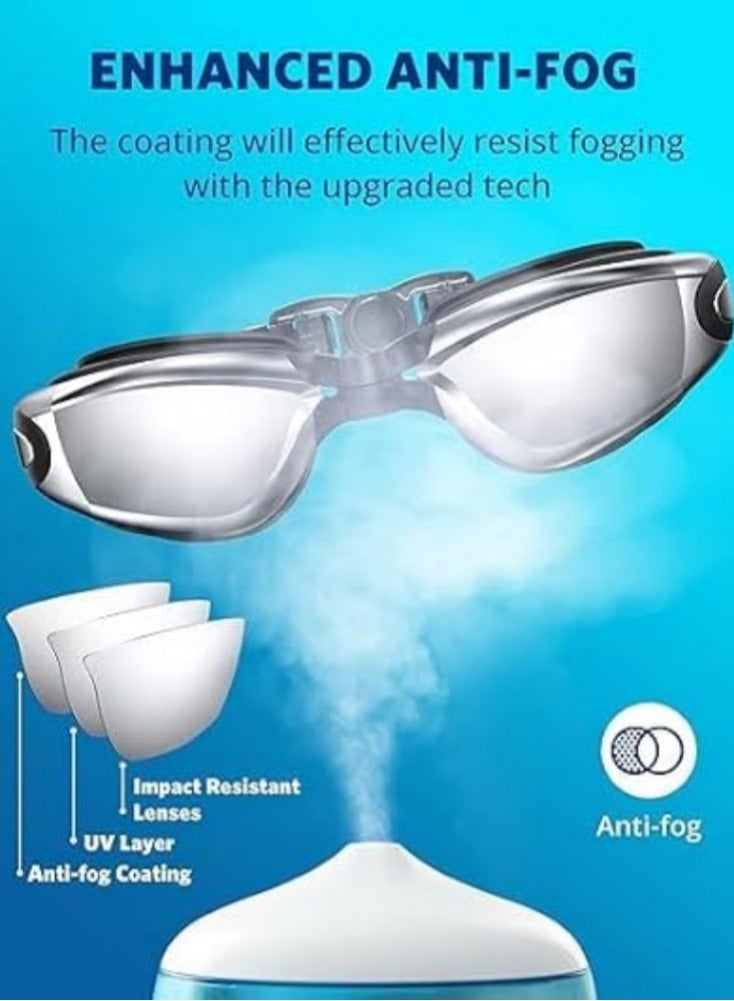 Jorunb Swimming Goggles,Pack of 2 Professional Anti Fog No Leaking UV Protection Wide View Swim Goggles for Women Men Adult Youth Kids - Image 5