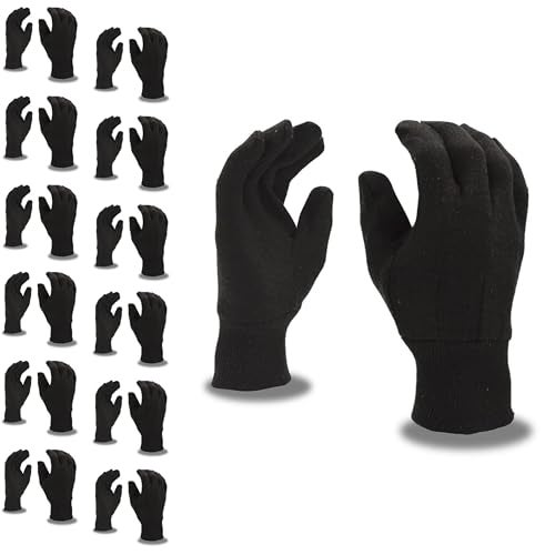 Cordova 1400P Cotton Gloves, Standard Weight, Brown Jersey Cotton, Clute Cut, Knit Wrist, Large, 12-Pack - Image 1