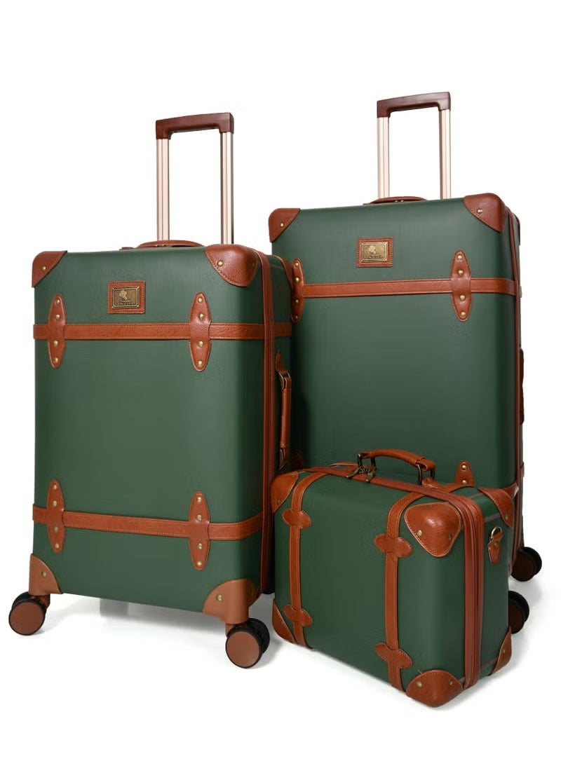 Generic Morano Classic Leather Luggage 4 Pcs Set Navy Green 28''-24''-20'''-14'''Inches  - Image 3