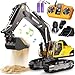 GraceDuck Remote Control Excavator Toys for Boys 3 in 1 RC Excavator Toy with Alloy Bucket Rock Breaker and Grapples Rotatable 680 Lights and Sounds RC Construction Toys for Boys Age 3 - Image 2
