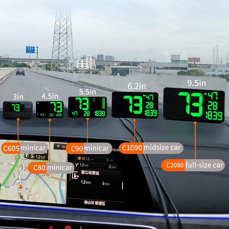 kingneed HUD Original Universal GPS Head Up Display Speedometer Odometer Car Digital Speed Display MPH Over Speed Alarm Car Clock for All Vehicles C60S/C80/C90 - Image 5