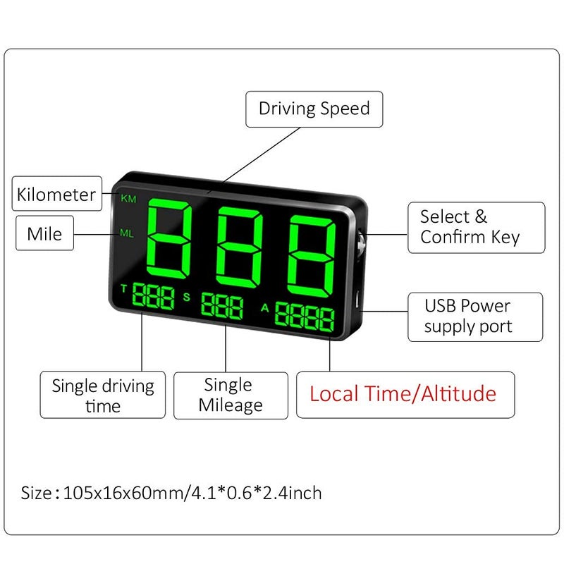 kingneed HUD Original Universal GPS Head Up Display Speedometer Odometer Car Digital Speed Display MPH Over Speed Alarm Car Clock for All Vehicles C60S/C80/C90 - Image 2