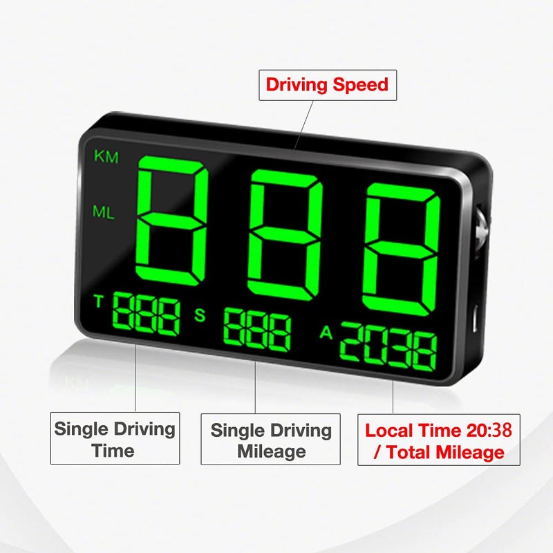 kingneed HUD Original Universal GPS Head Up Display Speedometer Odometer Car Digital Speed Display MPH Over Speed Alarm Car Clock for All Vehicles C60S/C80/C90 - Image 3