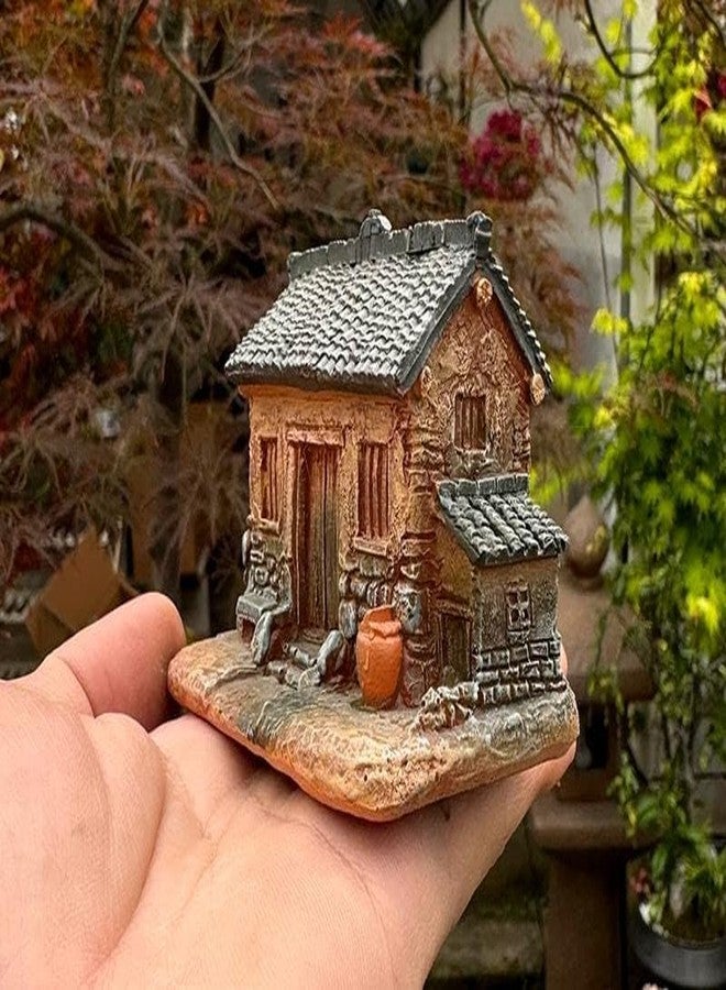 ROYAL FOUNTAIN Miniature House Figurine, Rustic Cottage with Tiled Roof, Decorative Display Piece, 8 x 5.5 x 5.8 cm - Image 1
