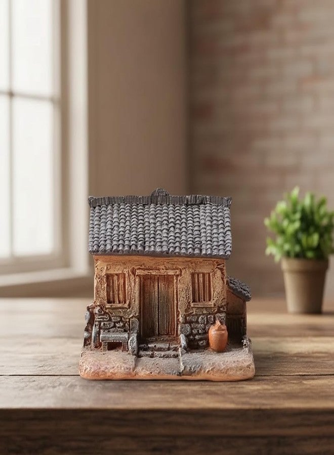 ROYAL FOUNTAIN Miniature House Figurine, Rustic Cottage with Tiled Roof, Decorative Display Piece, 8 x 5.5 x 5.8 cm - Image 5