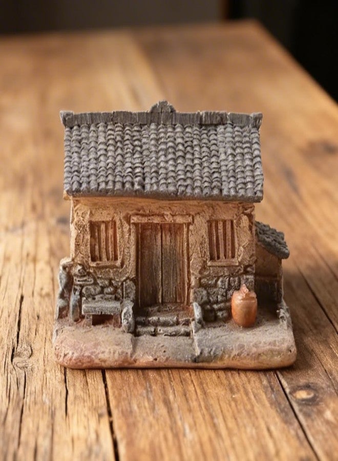 ROYAL FOUNTAIN Miniature House Figurine, Rustic Cottage with Tiled Roof, Decorative Display Piece, 8 x 5.5 x 5.8 cm - Image 3