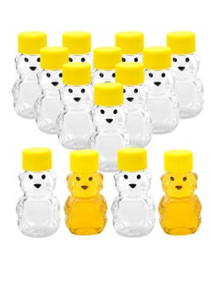 Excefore 15 Pack 2 oz Honey Bear Bottle, Empty Plastic Bear Jar with Lids Reusable Mini Honey Bear Cup Dispensing Yellow Flip Top Lid Assistive Juice Jar Honey Bottles  - Image 1