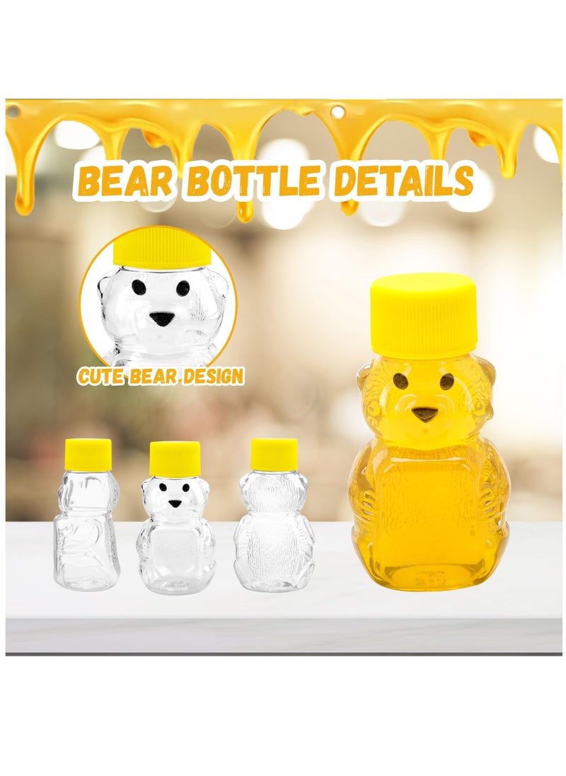 Excefore 15 Pack 2 oz Honey Bear Bottle, Empty Plastic Bear Jar with Lids Reusable Mini Honey Bear Cup Dispensing Yellow Flip Top Lid Assistive Juice Jar Honey Bottles  - Image 4