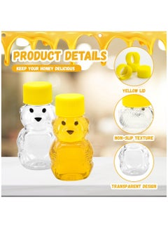 Excefore 15 Pack 2 oz Honey Bear Bottle, Empty Plastic Bear Jar with Lids Reusable Mini Honey Bear Cup Dispensing Yellow Flip Top Lid Assistive Juice Jar Honey Bottles  - Image 3