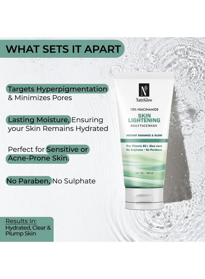 NutriGlow 10% Niacinamide Daily Face Wash, Brightening Formula with Pro Vitamin B3, Aloe Vera, Paraben Free, All Skin Types For Men And Women (100ml) - Image 3