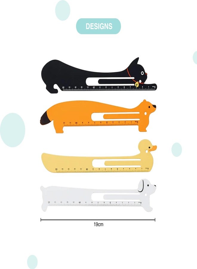 oddpod™ Pack of 4 Imported Metal Bookmarks/Cute & Trendy Book Accessories with Measurement Scale 1831 (4 Assorted Designs) - Image 4