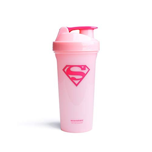 Smartshake Lite Justice League Protein Shaker Bottle 800ml – DC Comics Water Bottle, Leakproof BPA Free Gym Shaker And Protein Powder (Supergirl) - Image 1